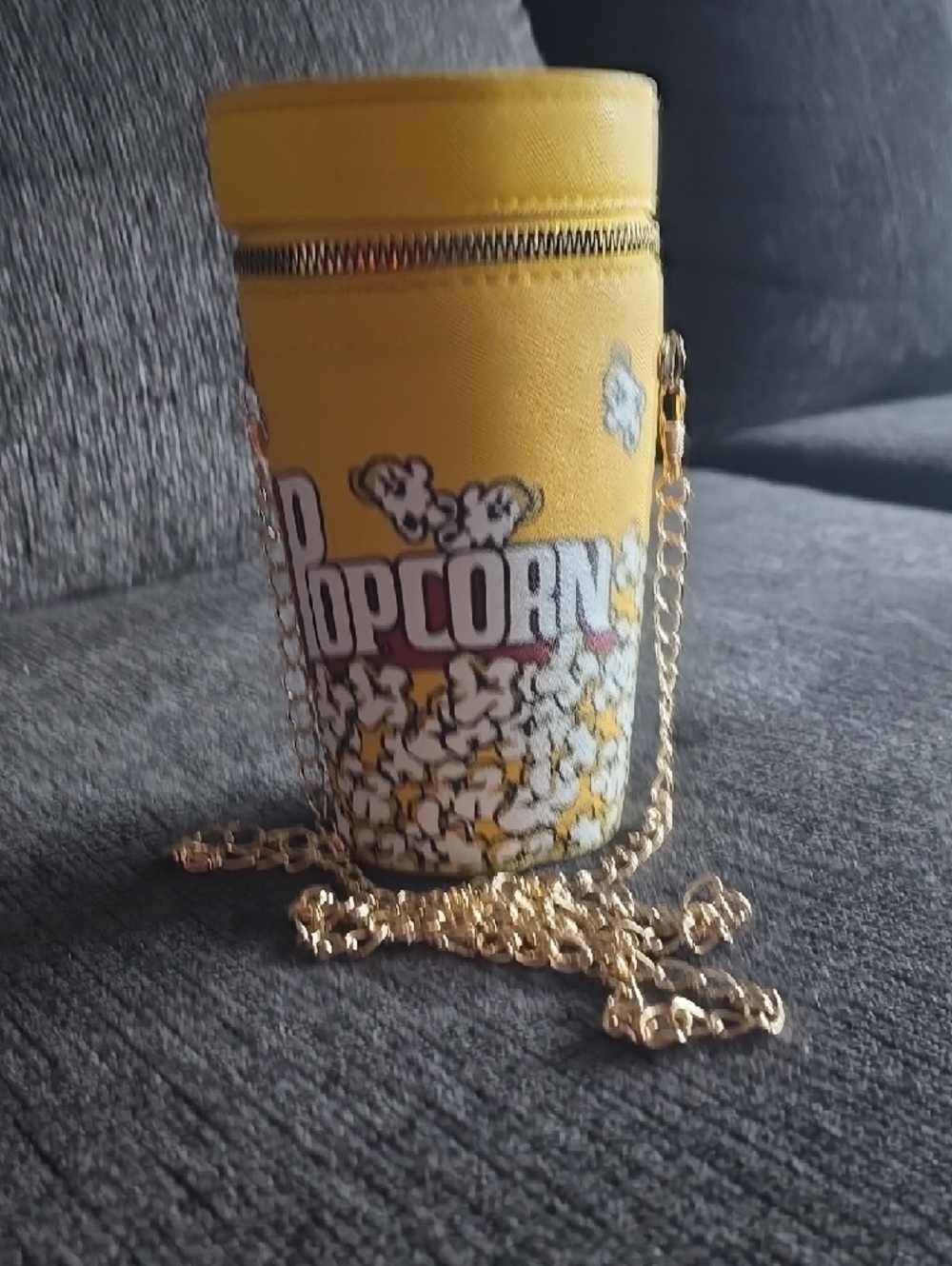 Yellow Popcorn Print Crossbody Bag with Gold Chain - Picture 7 of 8